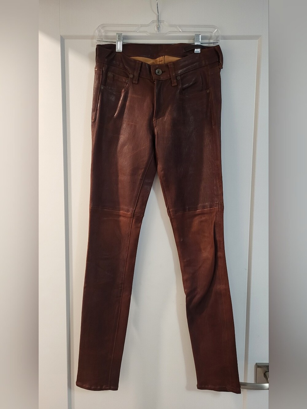 rag & bone Brown Leather Skinny Pants